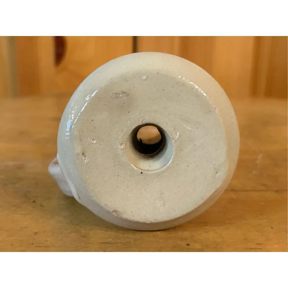 Salt Glaze Pottery Chamberstick Candle Holder with Cobalt (8186)